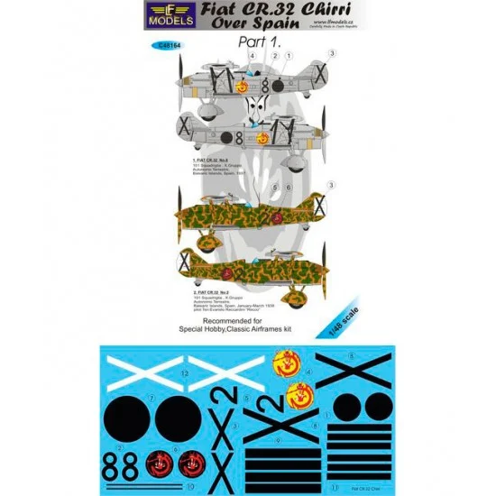 LF Models LFC48164 1/48 FIAT CR.32 Chirri over Spain part 1. Decal for Special Hobby,Classic Airframes - Model Planes