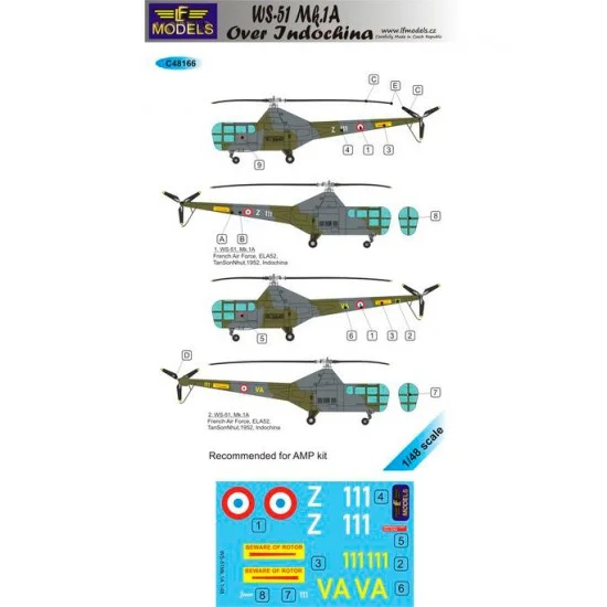 LF Models LFC48166 1/48 Westland Sikorsky WS-51 Mk.1A over Indochina 2 Decal Options for AMP kit