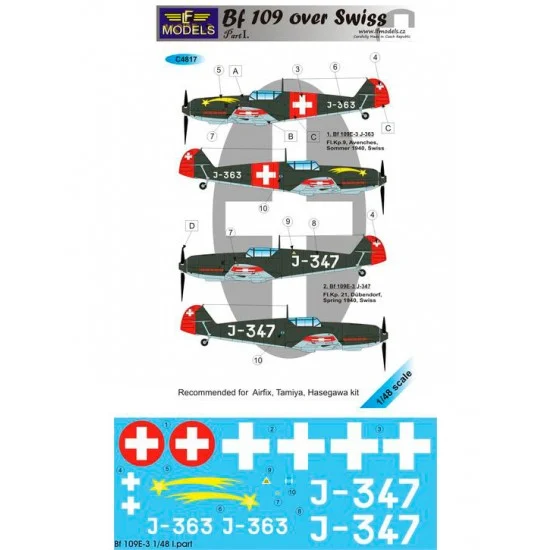 LF Models LFC4817 1/48 Bf 109 over Swiss I. 2 Decal Options for Airfix/Tamiya/Hasegawa kit - Model Planes