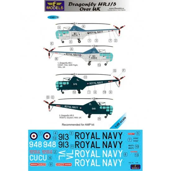 LF Models LFC48170 1/48 Westland Sikorsky HR.1/5 over UK 2 Decal Options for AMP kit - Model Planes