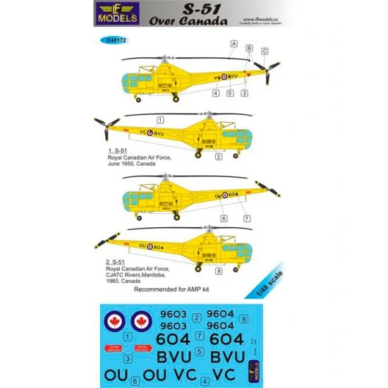 LF Models LFC48172 1/48 Sikorsky S-51 over Canada 2 Decal Options for AMP kit