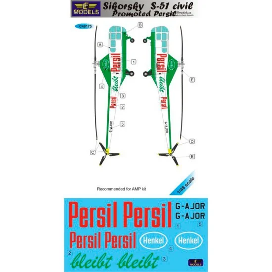 LF Models LFC48175 1/48 Westland Sikorsky WS-51 Civil Promoted Persil 1 Decal Option for AMP kit