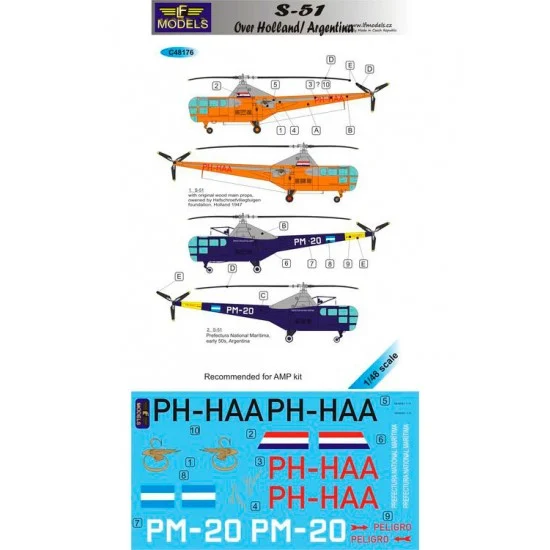 LF Models LFC48176 1/48 Sikorsky S-51 over Holland/Argentina 2 Decal Options for AMP kit