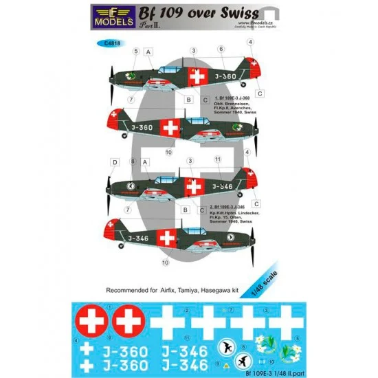 LF Models LFC4818 1/48 Bf 109 over Swiss II. 2 Decal Options for Airfix/Tamiya/Hasegawa kit - Model Planes