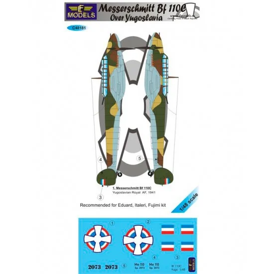 LF Models LFC48181 1/48 Messerschmitt Bf 110C over Yugoslavia Decal for Eduard/Italeri/Fujimi - Model Planes
