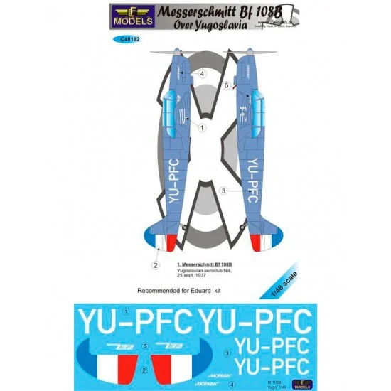 LF Models LFC48182 1/48 Messerschmitt Bf 108B over Yugoslavia 1 Decal Option for Eduard kit - Model Planes