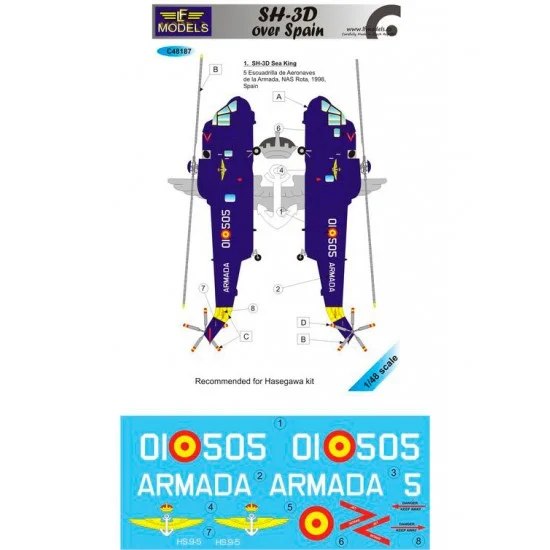LF Models LFC48187 1/48 Sikorsky SH-3D over Spain 1 Decal Option for Hasegawa kit