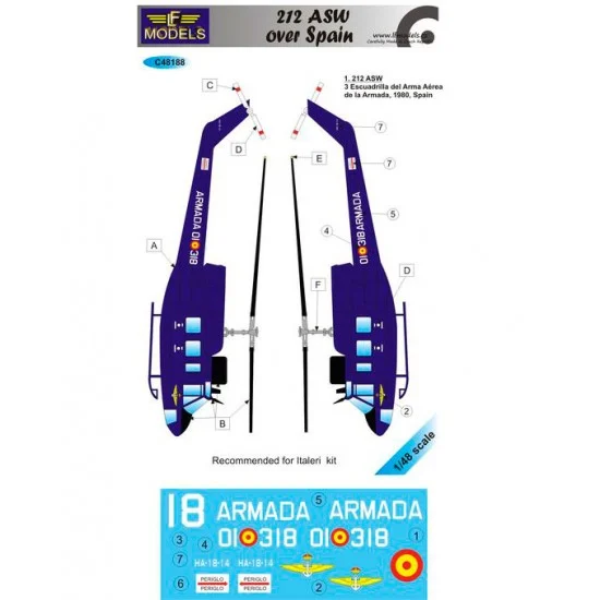 LF Models LFC48188 1/48 Aug.-Bell 212ASW Spain 1 Decal Option for Italeri kit