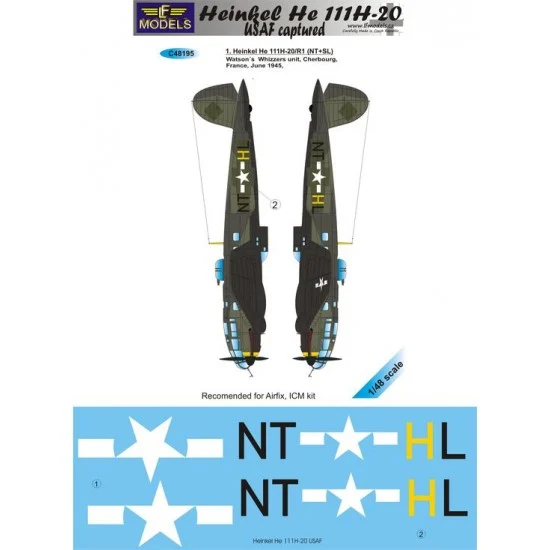 LF Models LFC48195 1/48 Heinkel He-111H-20 in USAF service 1 Decal Option for Airfix/ICM kit.