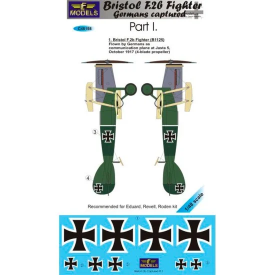LF Models LFC48198 1/48 Bristol F.2b Fighter Germans Captured Part I. Decal for Eduard/Revell/Roden - Model Planes