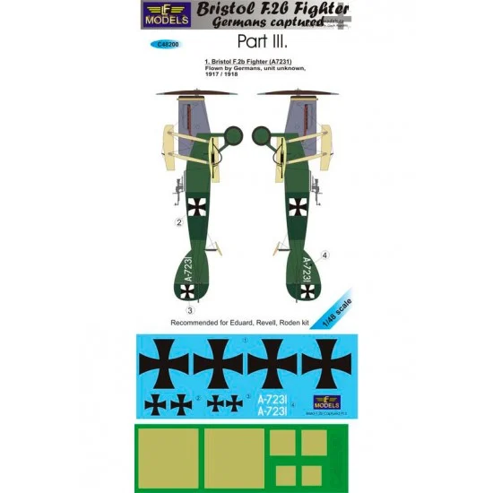 LF Models LFC48200 1/48 Bristol F.2b Fighter Germans Captured Part III. Decal for Eduard/Revell/Roden - Model Planes