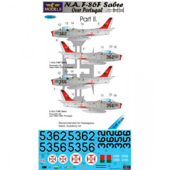 LF Models LFC48202 1/48 N.A. F-86F Sabre Over Portugal Part II. Decal for Hasegawa/Italeri/Academy