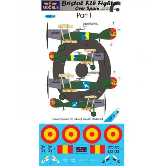 LF Models LFC48203 1/48 Bristol F.2b Fighter over Spain Part I. Decal for Eduard/Revell/Roden kit - Model Planes