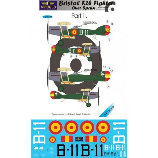 LF Models LFC48204 1/48 Bristol F.2b Fighter over Spain Part II. Decal for Eduard/Revell/Roden kit - Model Planes