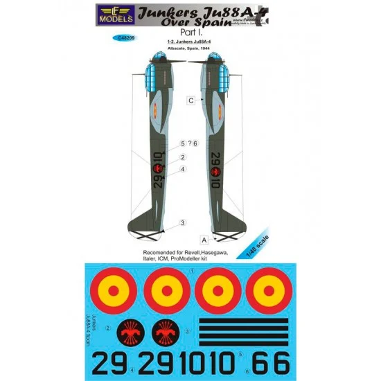 LF Models LFC48209 1/48 Junkers Ju 88A-4 over Spain part 1 Decal for Italeri/ICM/Revell/Hasegawa/Promodeller