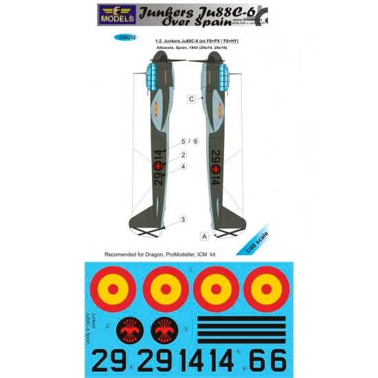 LF Models LFC48212 1/48 Junkers Ju 88C-6 over Spain 2 Decal Options for ICM/Dragon/Promodeller kit