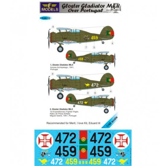 LF Models LFC48213 1/48 Gloster Gladiator MK.II over Portugal Decal for Merit/I love Kit/Eduard - Model Planes