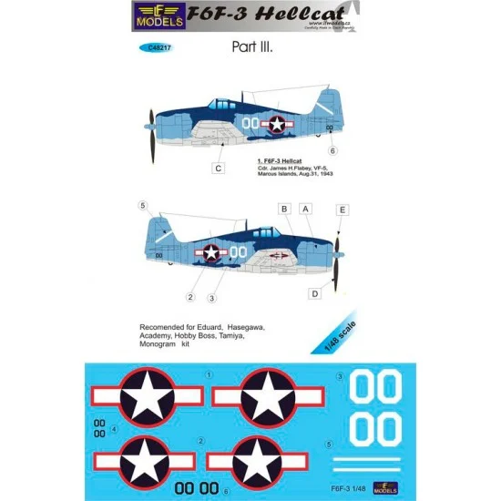 LF Models LFC48217 1/48 F6F-3 Hellcat part III. Decal for Eduard/Hasegawa kit.