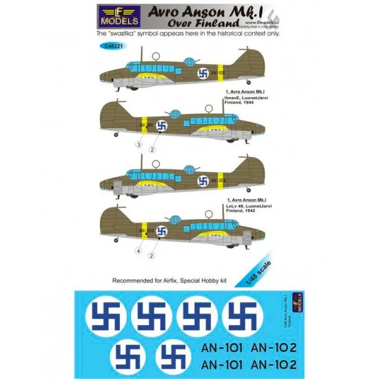 LF Models LFC48221 1/48 Avro Anson Mk.I. over Findland Decal for Airfix/Special Hobby kit. - Model Planes