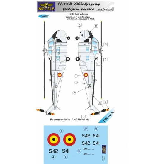 LF Models C48227 1/48 H-19A Chickasaw Decal - Belgian service for AMP/Revell kit