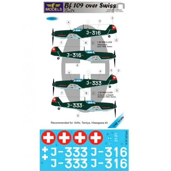 LF Models LFC4823 1/48 Bf 109 over Swiss IV. 2 Decal Options for Airfix/Tamiya/Hasegawa kit - Model Planes