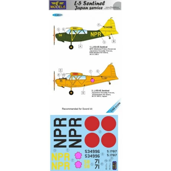 LF Models C48231 1/48 L-5 Sentinel Japanese service Decal for Sword kit