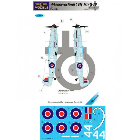 LF Models LFC4826 1/48 Bf 109G-10 part II. 1 Decal Option for Hasegawa/Revell kit