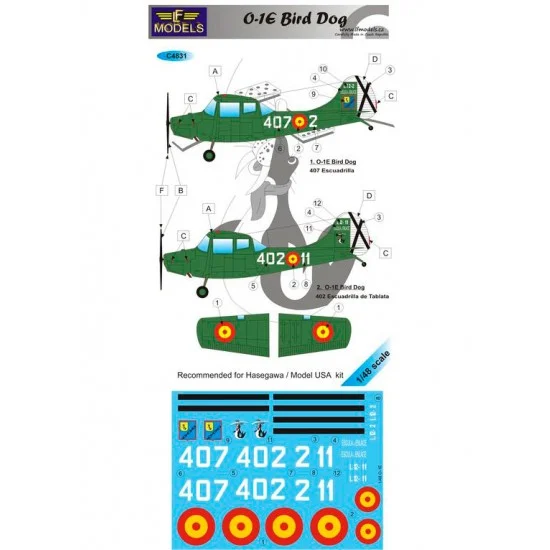 LF Models LFC4831 1/48 Cesna O-1E Spain 2 Decal Options for Hasegawa/Model USA kit