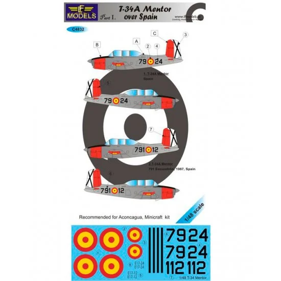 LF Models LFC4832 1/48 T-34A Mentor over Spain I. 2 Decal Options for Minicraft/Aconcagua kit