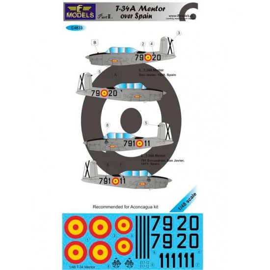 LF Models LFC4833 1/48 T-34A Mentor over Spain II. 2 Decal Options for Minicraft/Aconcagua kit