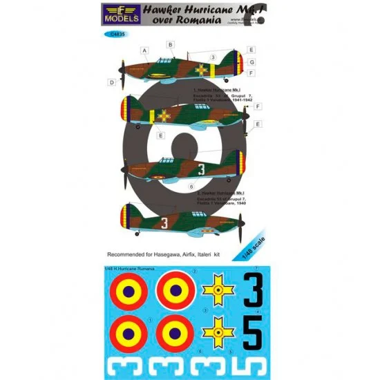 LF Models LFC4835 1/48 H.Hurriane Mk.I over Romania Decal for Hasegawa/Airfix/Italeri kit - Model Planes