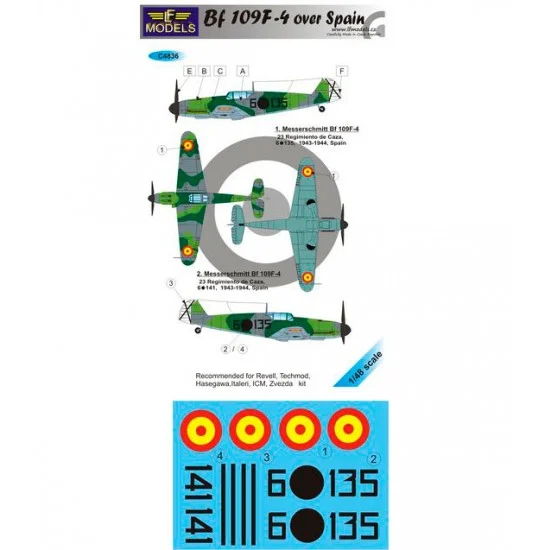 LF Models LFC4836 1/48 Bf 109F-4 over Spain Decal for Revell/Techmod/Hasegawa/Italeri/ICM/Zvezda