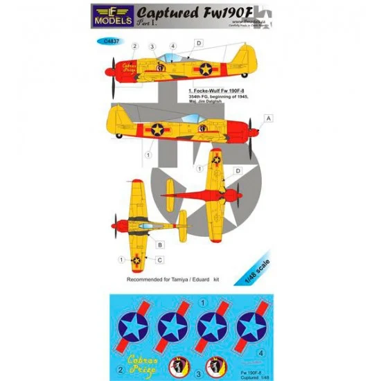 LF Models LFC4837 1/48 Captured Fw 190F part I. 1 Decal Option for Tamiya/Eduard kit - Model Planes