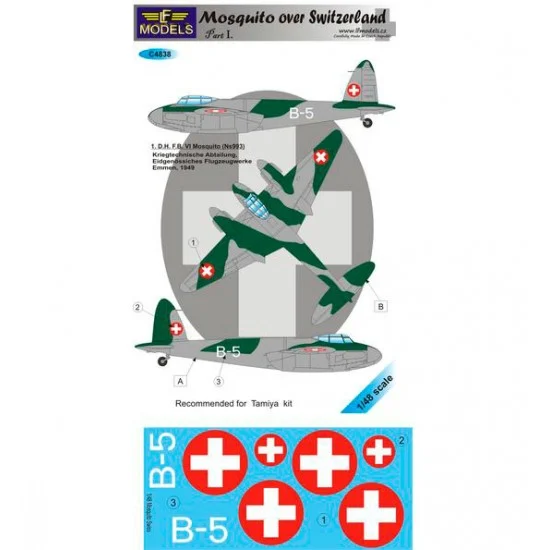 LF Models LFC4838 1/48 Mosquito over Switzerland I. Part I 1 Decal Option for Tamiya kit - Model Planes
