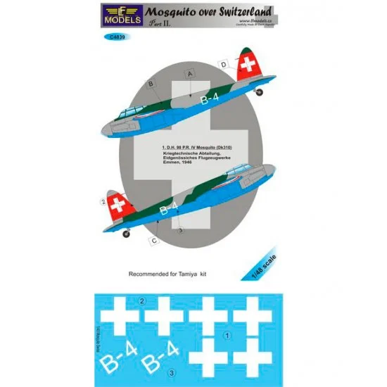 LF Models LFC4839 1/48 Mosquito over Switzerland II. Part II 1 Decal Option for Tamiya kit - Model Planes