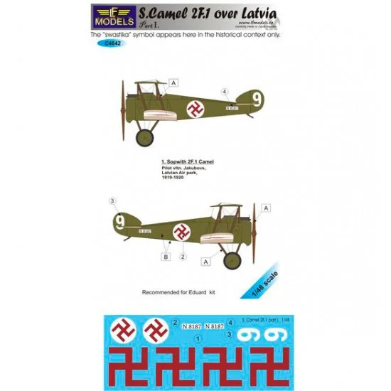 LF Models LFC4842 1/48 S. 2F.1 Camel over Latvia part I. 1 Decal Option for Eduard kit - Model Planes