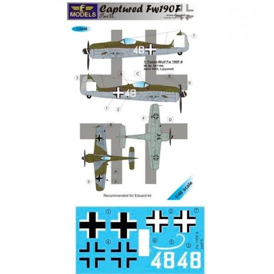 LF Models LFC4846 1/48 Captured Fw 190F part II. 1 Decal Option for Eduard kit - Model Planes