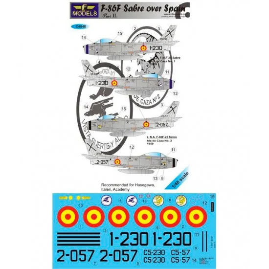 LF Models LFC4848 1/48 N.A. F-86F Sabre over Spain part II. Decal for Hasegawa/Italeri/Academy