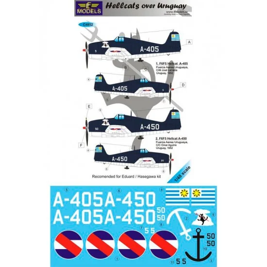 LF Models LFC4852 1/48 F6F5 Hellcat over Uruguay 2 Decal Options for Eduard/Hasegawa kit - Model Planes