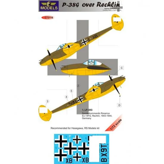 LF Models LFC4857 1/48 P-38G Lightning over Rechlin 1 Decal Option for Hasegawa/Eduard kit