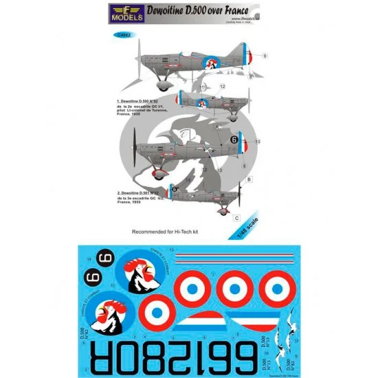 LF Models LFC4862 1/48 Dewoitine D.500 over France 2 Decal Options for AMG, Hi-tech kit