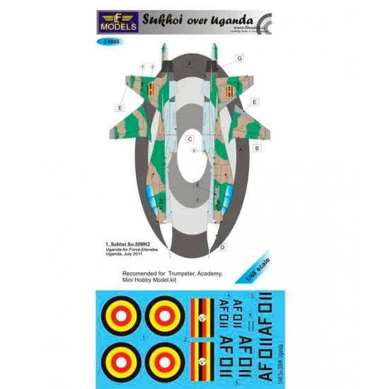 LF Models LFC4865 1/48 Sukhoi Su-30 over Uganda Decal for Trumpeter, Academy, Mini Hobby Model