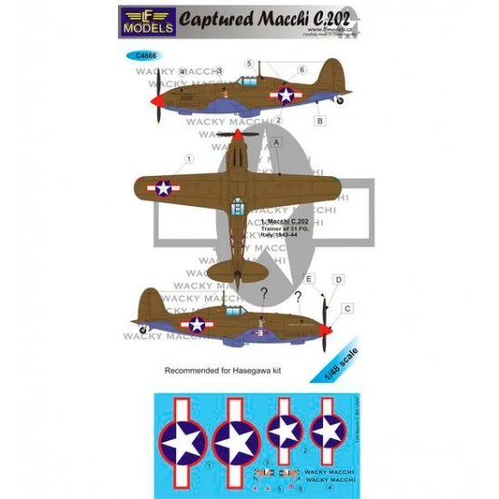 LF Models LFC4866 1/48 Macchi C. 202 USAF 1 Decal Option for Hasegawa kit - Model Planes