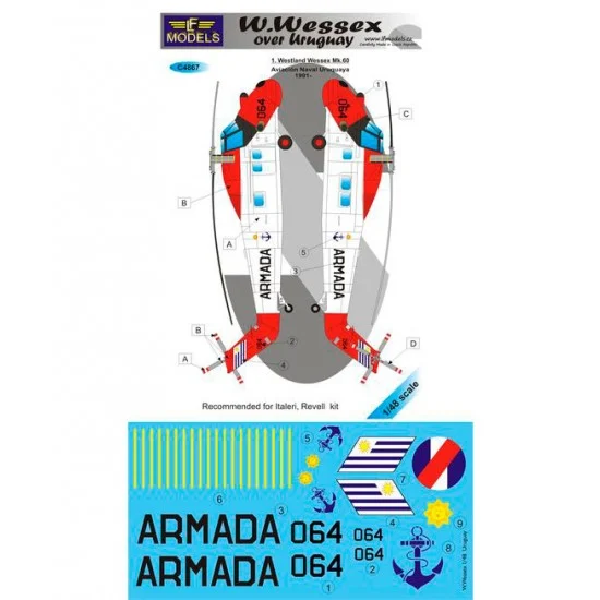 LF Models LFC4867 1/48 Westland Wessex over Uruguay 1 Decal Option for Italeri, Revell kit - Model Planes