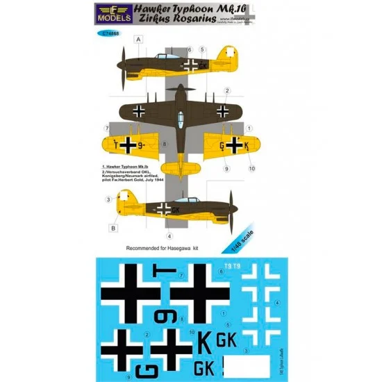LF Models LFC4868 1/48 Hawker Typhoon Mk.I.b Z.Rosarius 1 Decal Option for Hasegawa kit - Model Planes