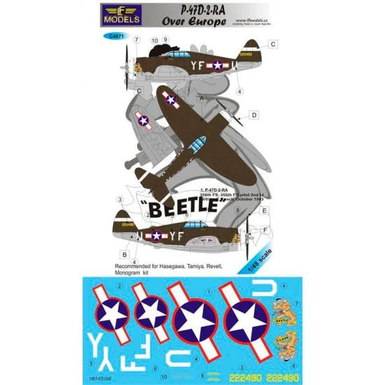 LF Models LFC4871 1/48 Republic P-47D-2-RA Thunderbolt over Europe Decal for Hasegawa/Tamiya/Revell