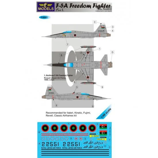 LF Models LFC4881 1/48 F-5A Freedom Fighter - Libya Decal for Italeri/Kinetic/Fujimi/Revell