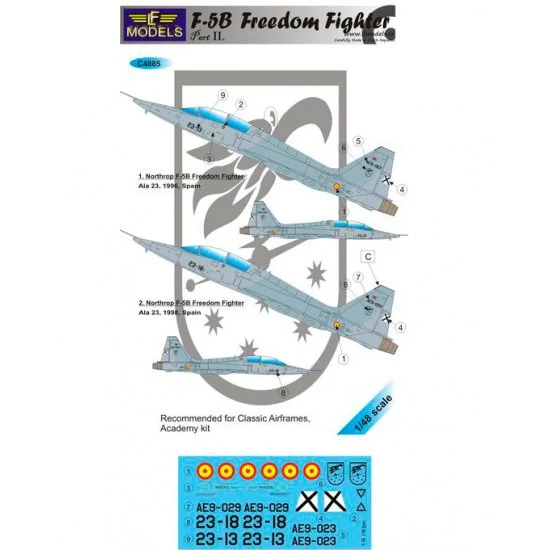LF Models LFC4885 1/48 F-5B Freedom Fighter over Spain pt.I Decal for Classic Airframes, Academy