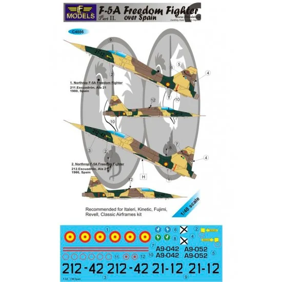 LF Models LFC4886 1/48 F-5B Freedom Fighter over Spain pt.II. Decal for Italeri/Kinetic/Fujimi/Revell
