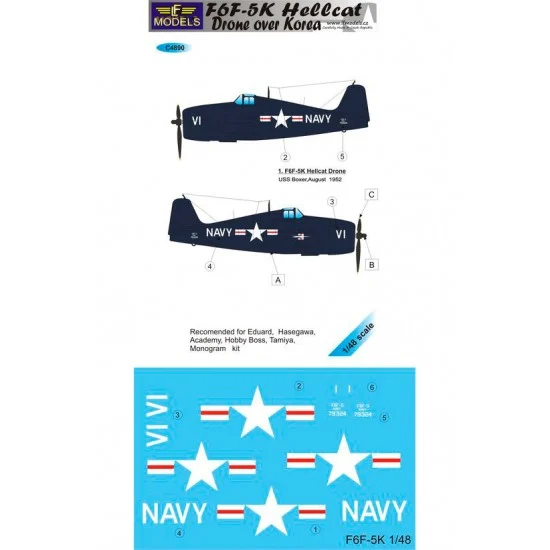 LF Models LFC4890 1/48 F6F-5K Hellcat Drone over Korea Decal for Eduard/Hasegawa/Tamiya/Academy/Hobby Boss